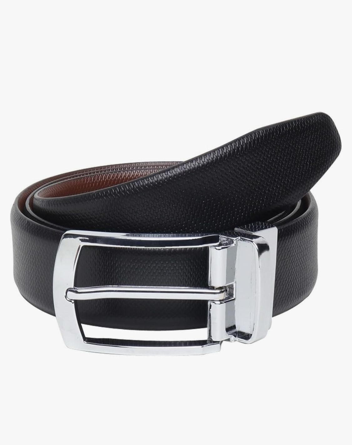 Reversible leather belt black with buckle - Image 2