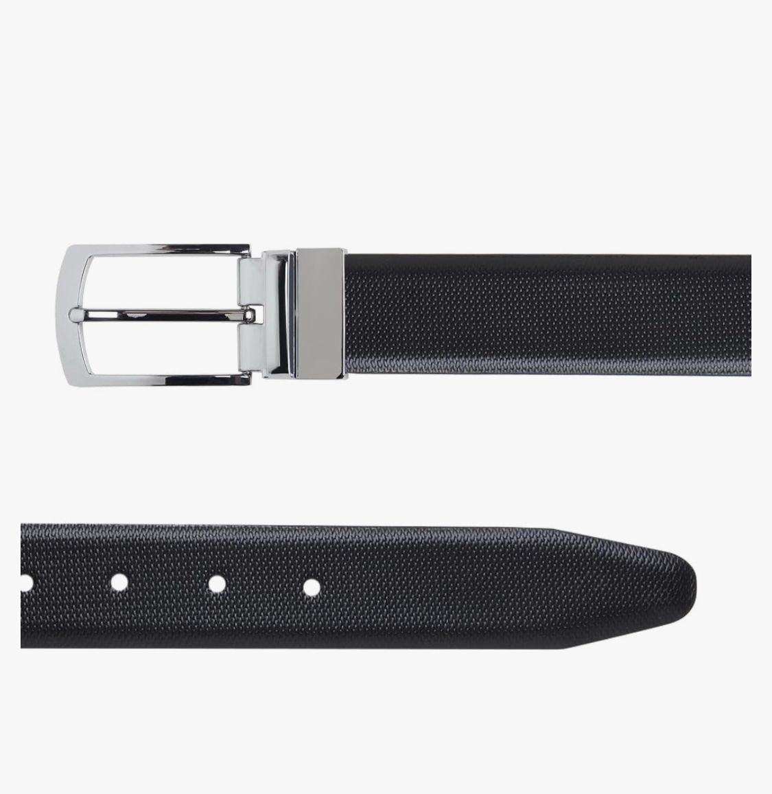 Reversible leather belt black with buckle - Image 3