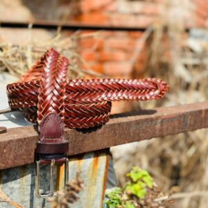 Leather knitted Belt brown